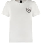 T-shirt con ricamo logo Love Birds in cristalli<BR/> 103320 A2RNZ05 PINKO 