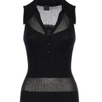 Canotta a polo in maglia a coste 106318 A34BZ99 PINKO 