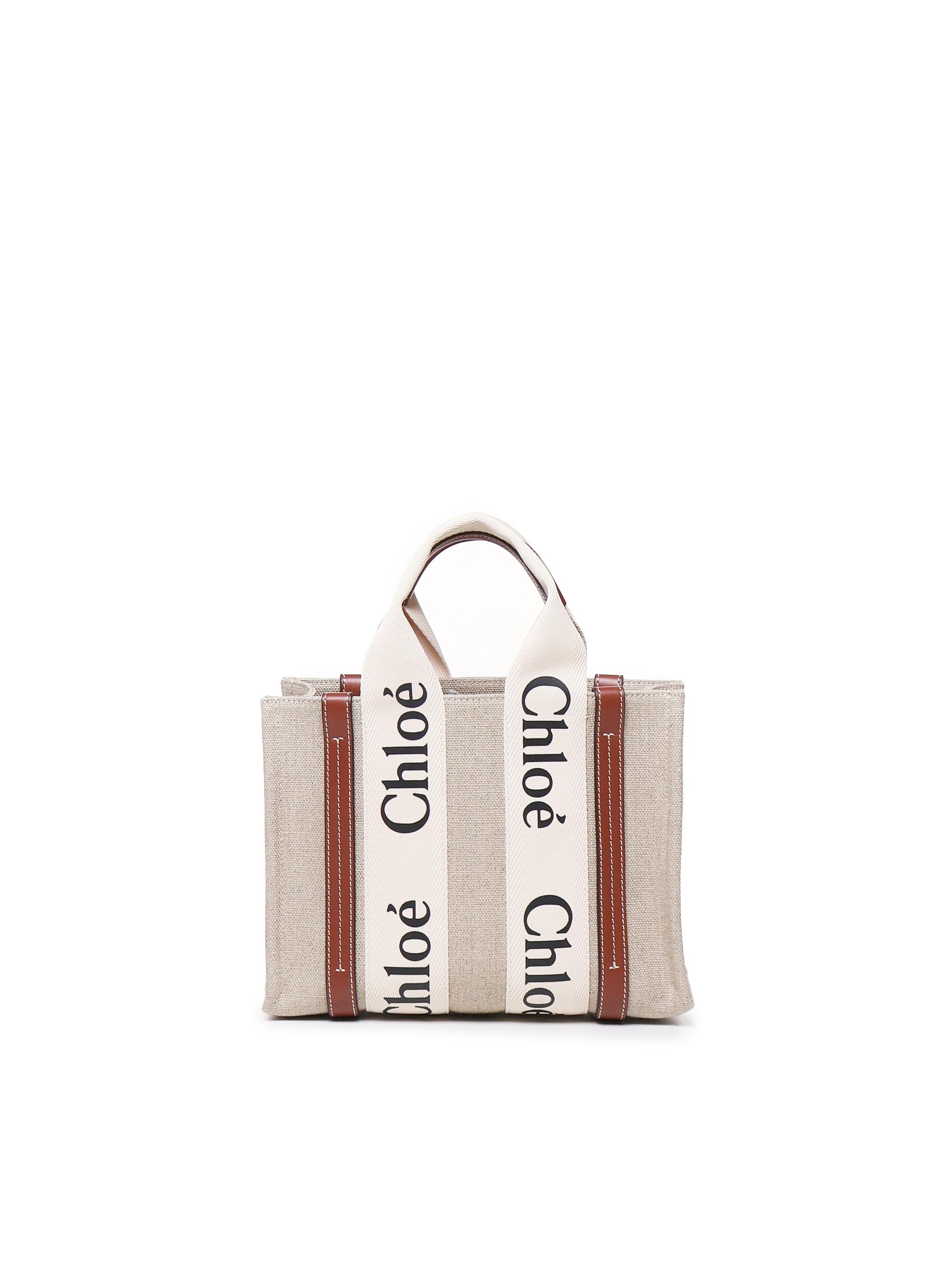 Tote bag piccola Woody in lino CHC22AS397I26 90U CHLOÉ 