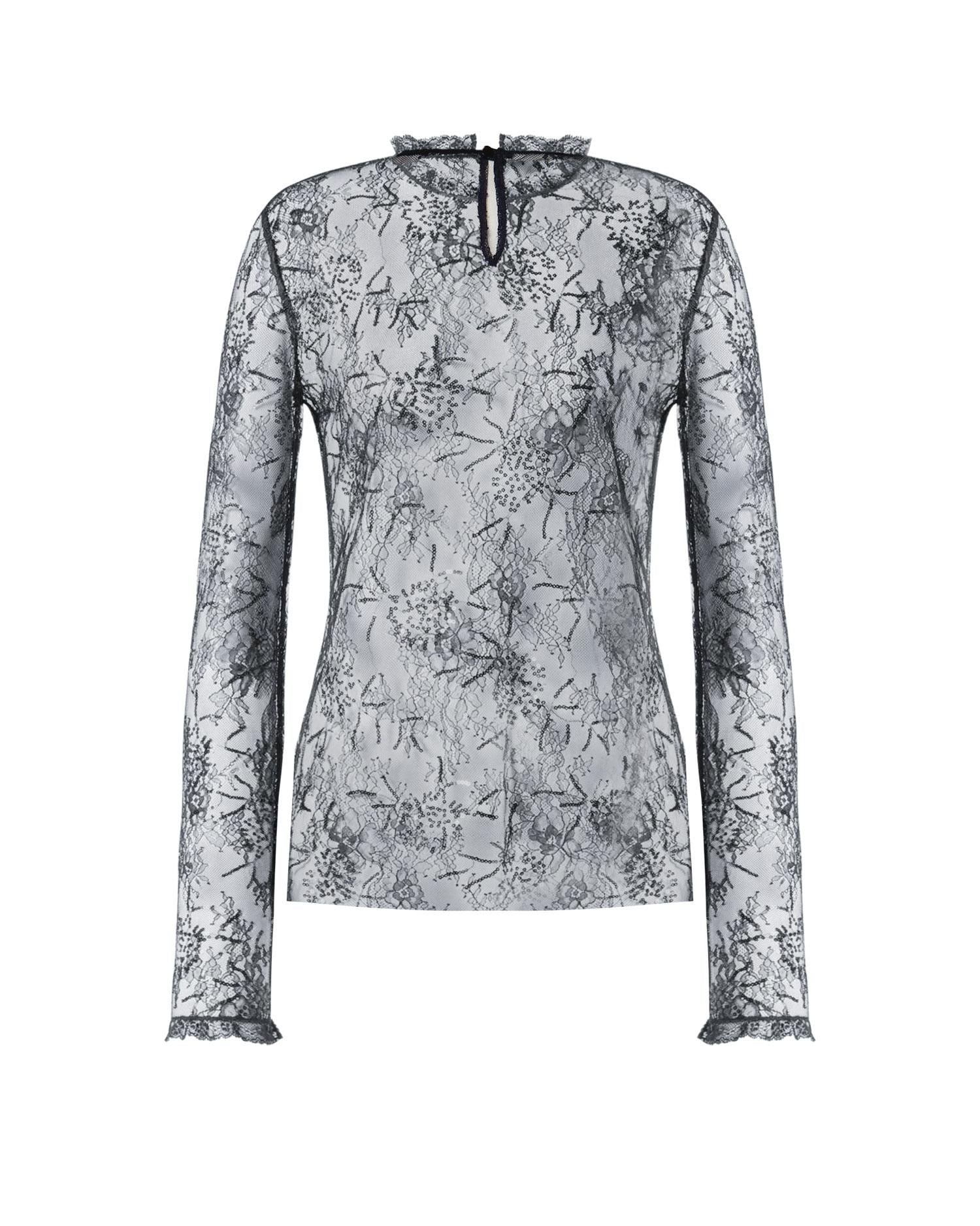 Camicetta in pizzo ricamato con paillettes V02181620 0290 ALBERTA FERRETTI 