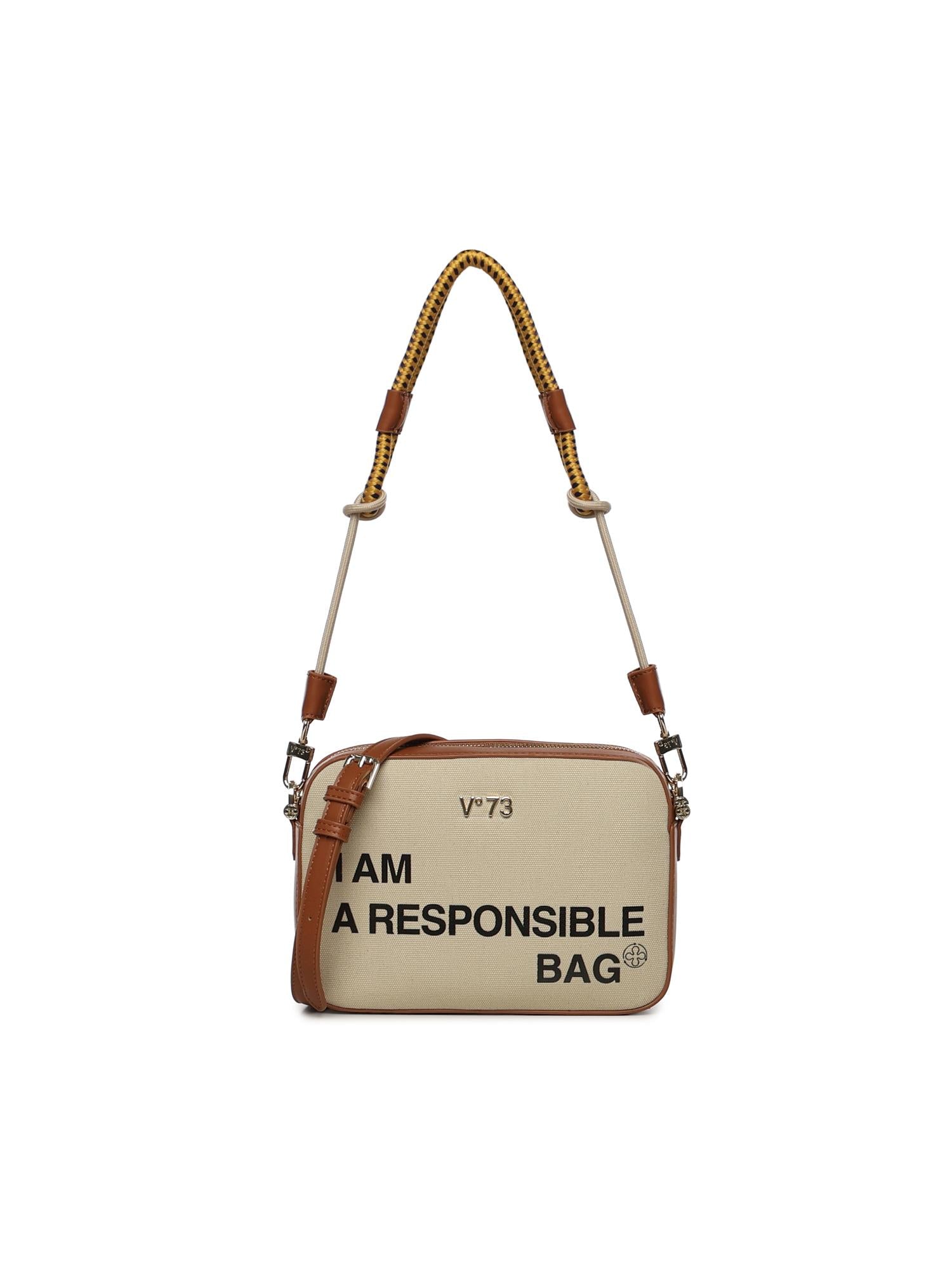 Borsa Responsible con logo 73BS9N006 RESPONSIBLEOFF WHITE/CUOIO V° 73 