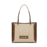 Shopper in rafia con borchie JC4274PP0MKW1 10A LOVE MOSCHINO 
