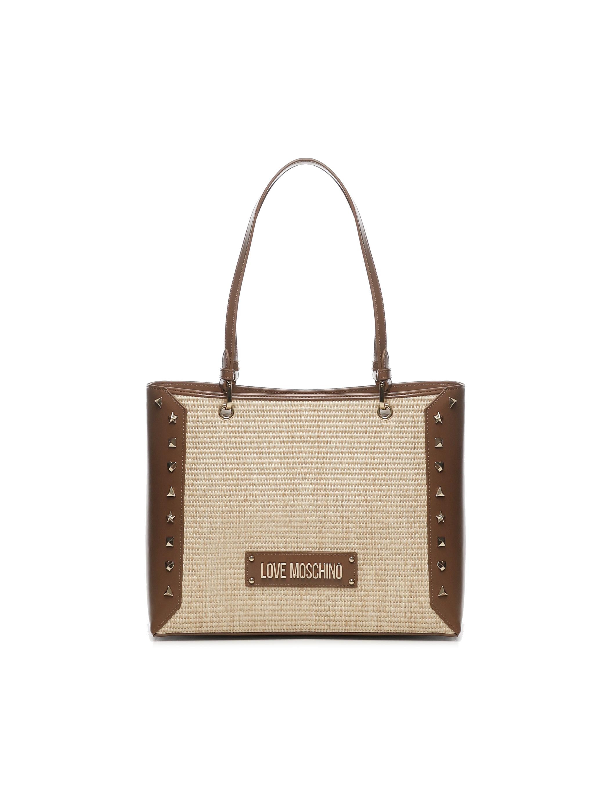 Shopper in rafia con borchie JC4274PP0MKW1 10A LOVE MOSCHINO 
