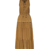 Abito lungo in cotone con balza e nastri 106822 A3AXL25 PINKO 