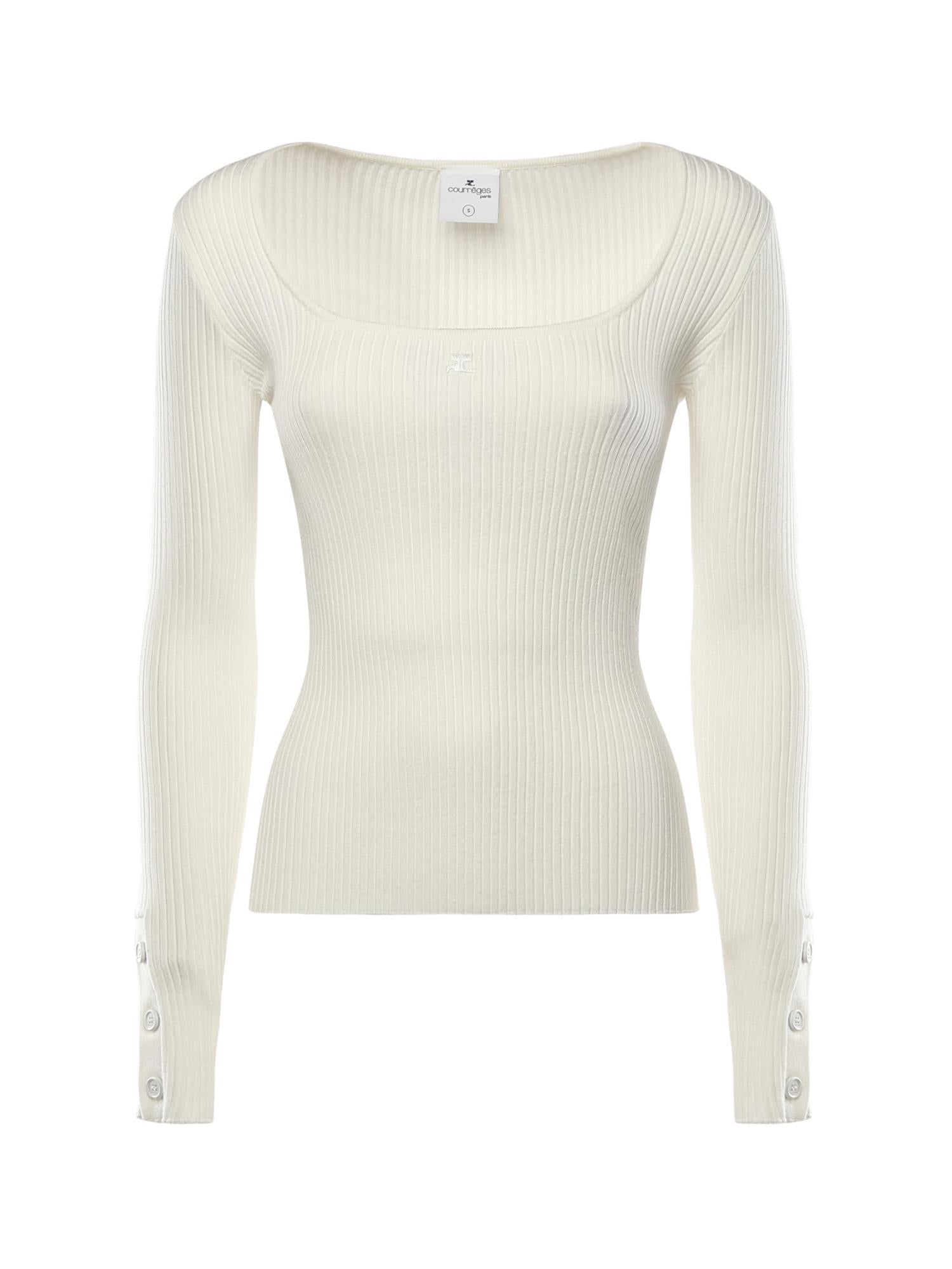 Top Heritage in maglia a costine 126MT0479FI0001 0001 COURREGES 