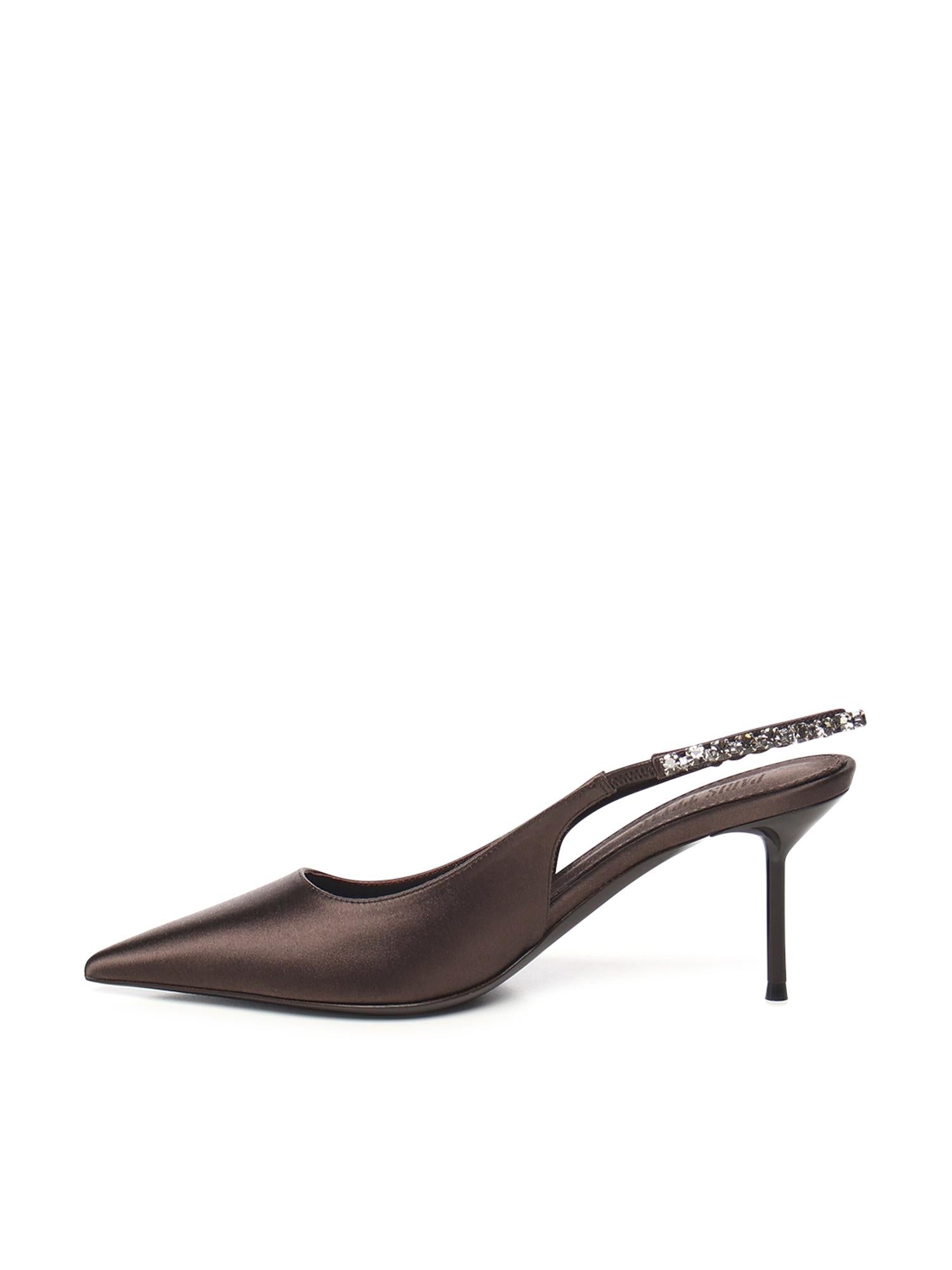 Slingback Lidia in raso PX1764XSTCR EBANO GREY DIAMOND PARIS TEXAS 