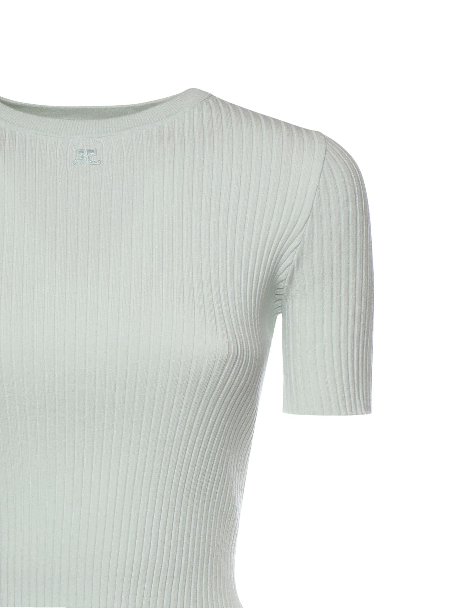 Top cropped in maglia a coste con logo 126MPU267FI0001 7038 COURREGES 