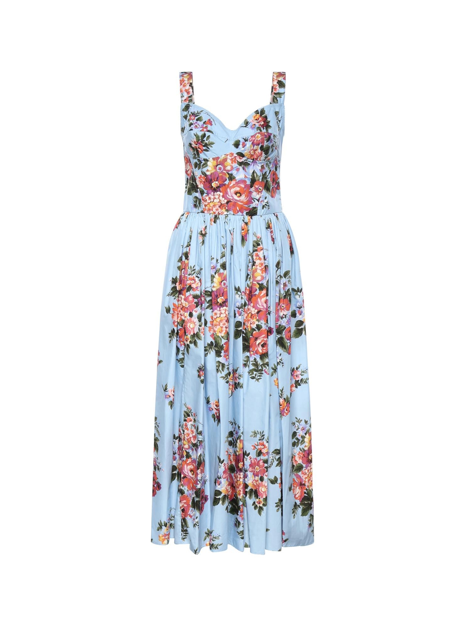 Abito bustier in cotone con stampa floreale F6TTHT HS5UUHC5ZO DOLCE & GABBANA 
