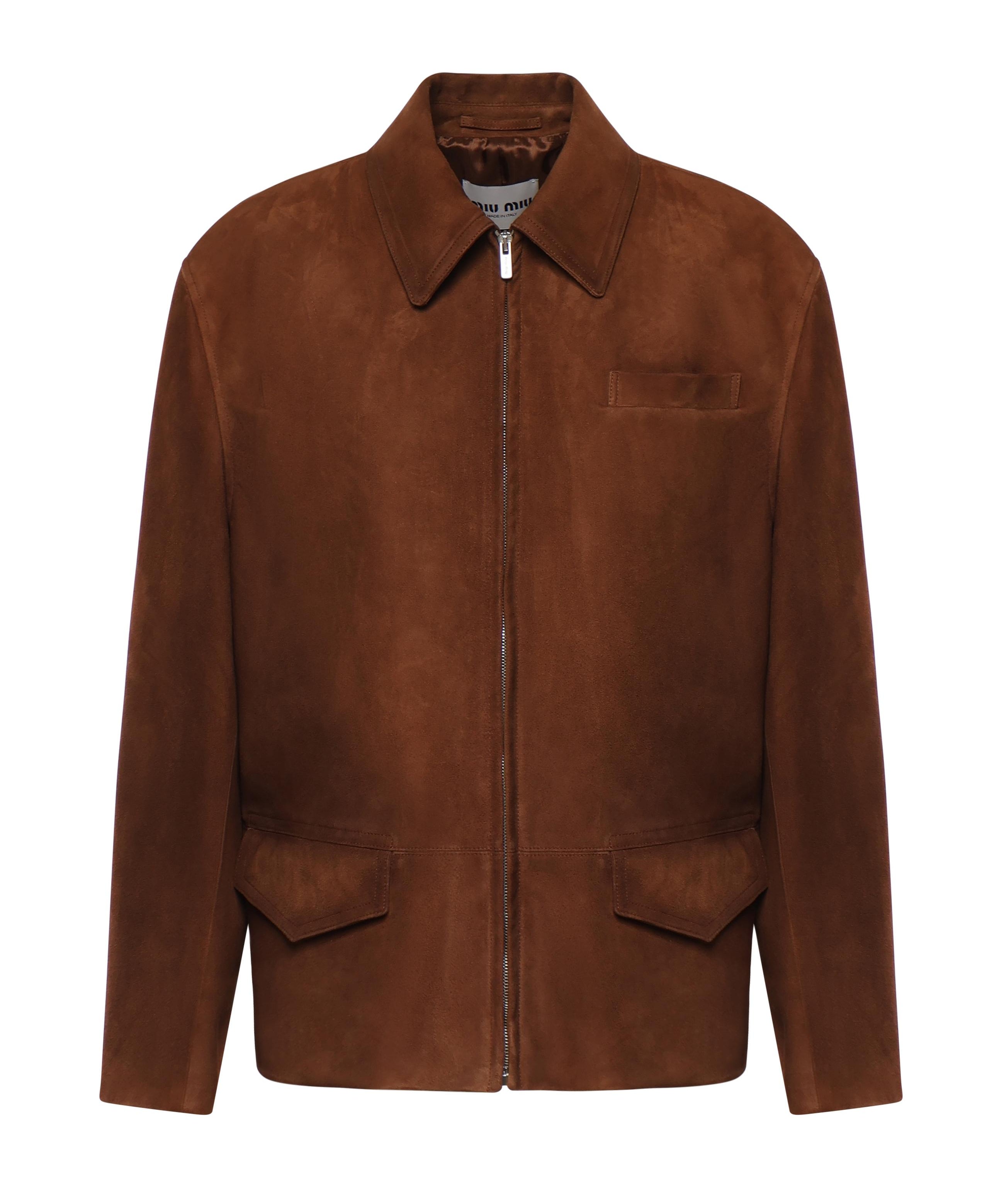 Giubbotto in pelle scamosciata cerata MPW011 19MLF0042 MIU MIU 