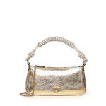 Mini bag Half Moon Horizontal in pelle laminata con strass 105915 A2WDZZLQ PINKO 