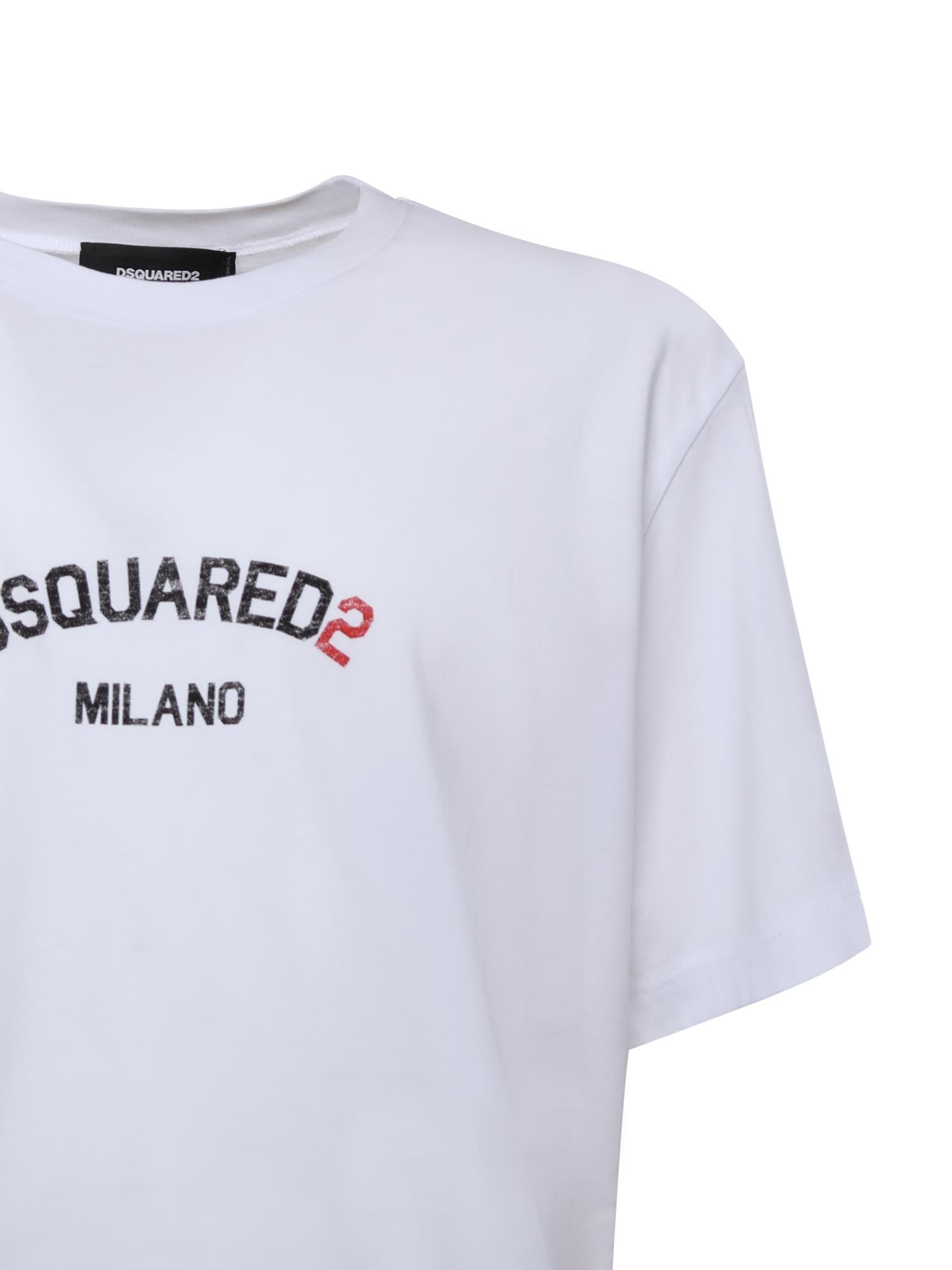 T-shirt in cotone con logo S71GD1631 D20020100 DSQUARED2 