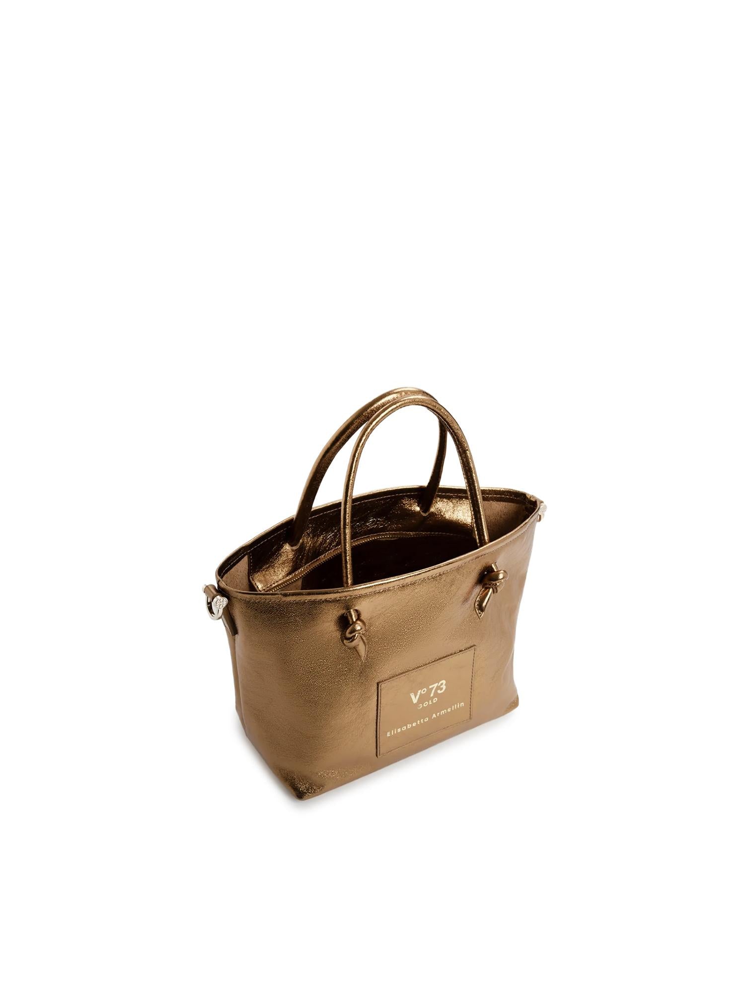 Mini bag in pelle con logo 73BP9VT02 LOLLI POPPOP BRONZE V° 73 