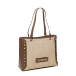Shopper in rafia con borchie JC4274PP0MKW1 10A LOVE MOSCHINO 