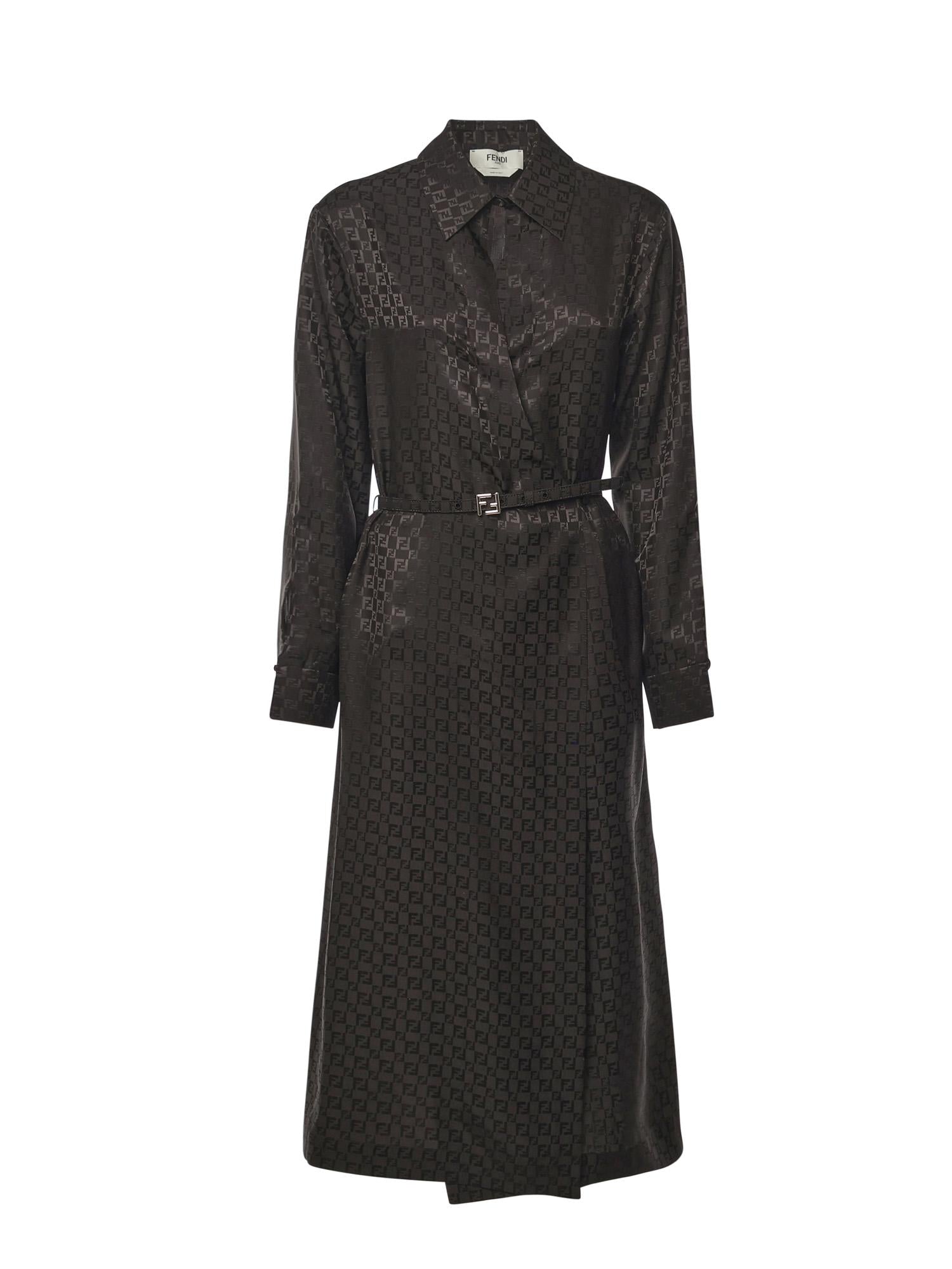 Abito chemisier in seta FF jacquard FDD443 AUQGF1T6H FENDI 