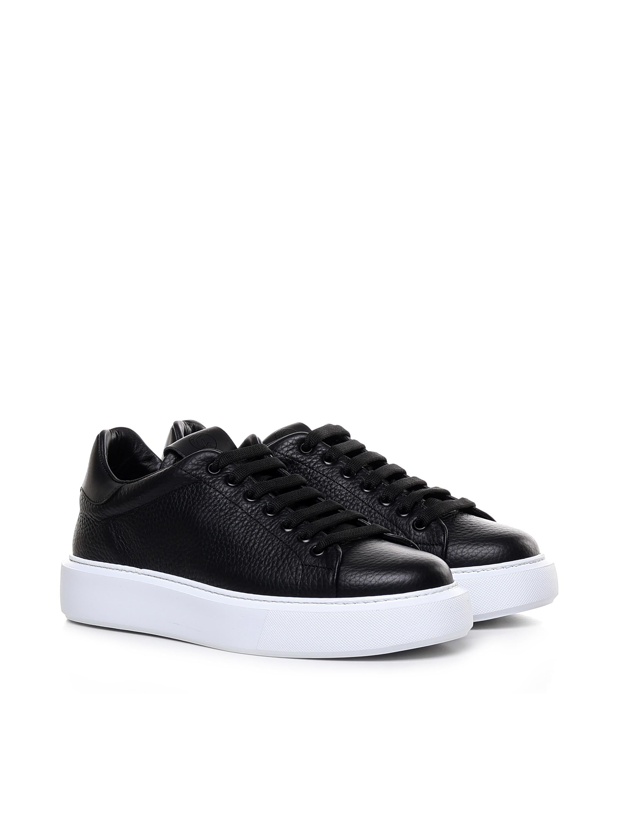Sneakers Fire1 in pelle<BR/> FIRE 1 BOTTOLATOBLACK GIULIANO GALIANO 