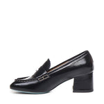 Mocassino in vernice con tacco<BR/> CELESTE 02 VERLUXNERO FRATELLI RUSSO 