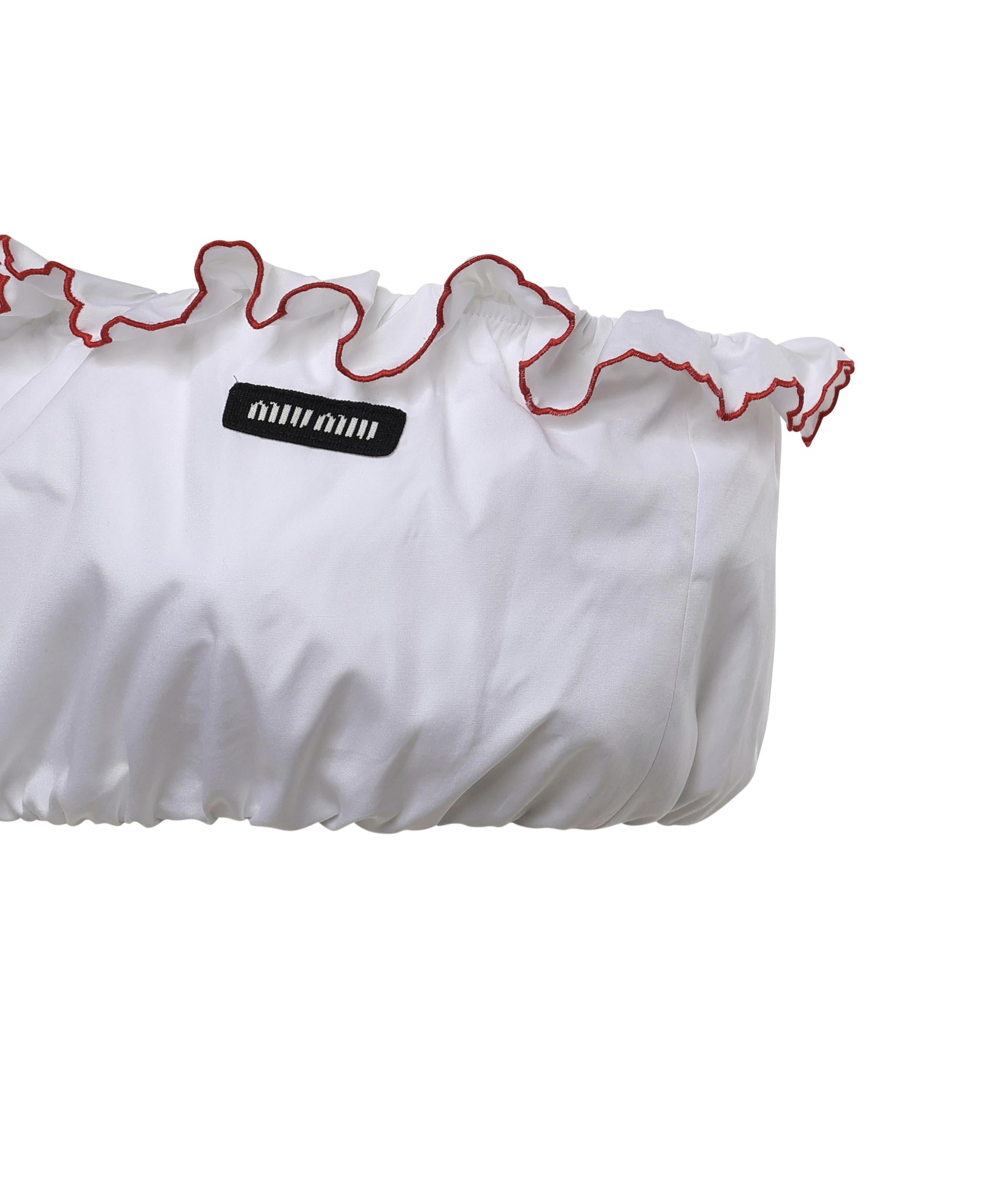 Top bandeau in popeline con ricami TP9164 197FF03DU MIU MIU 