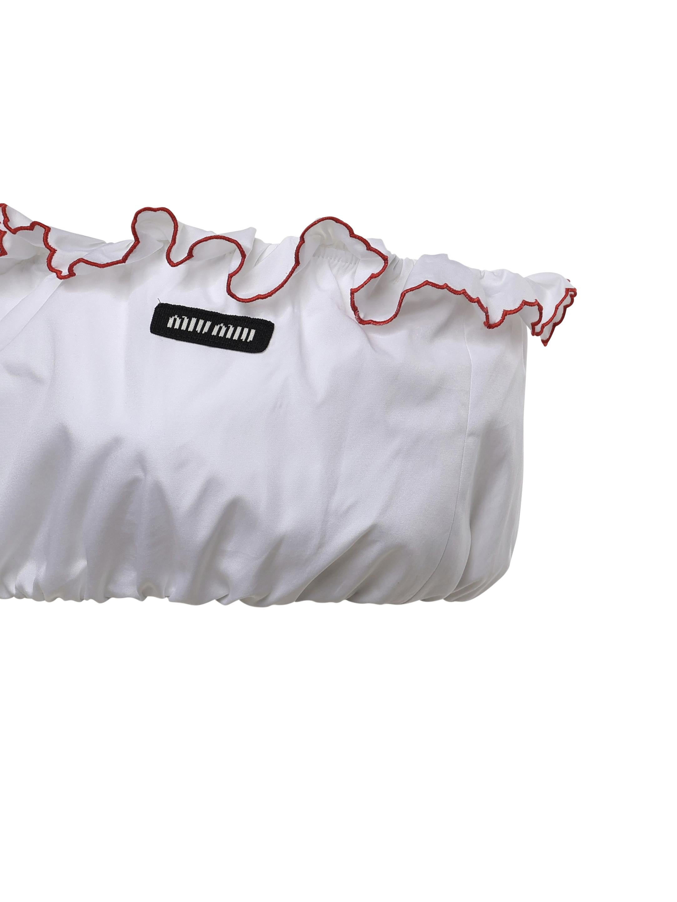 Top bandeau in popeline con ricami TP9164 197FF03DU MIU MIU 