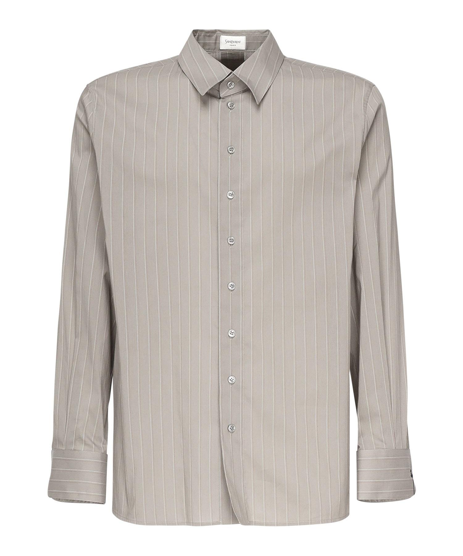 Camicia in cotone a righe e voile di seta 813932 Y2L951583 SAINT LAURENT 