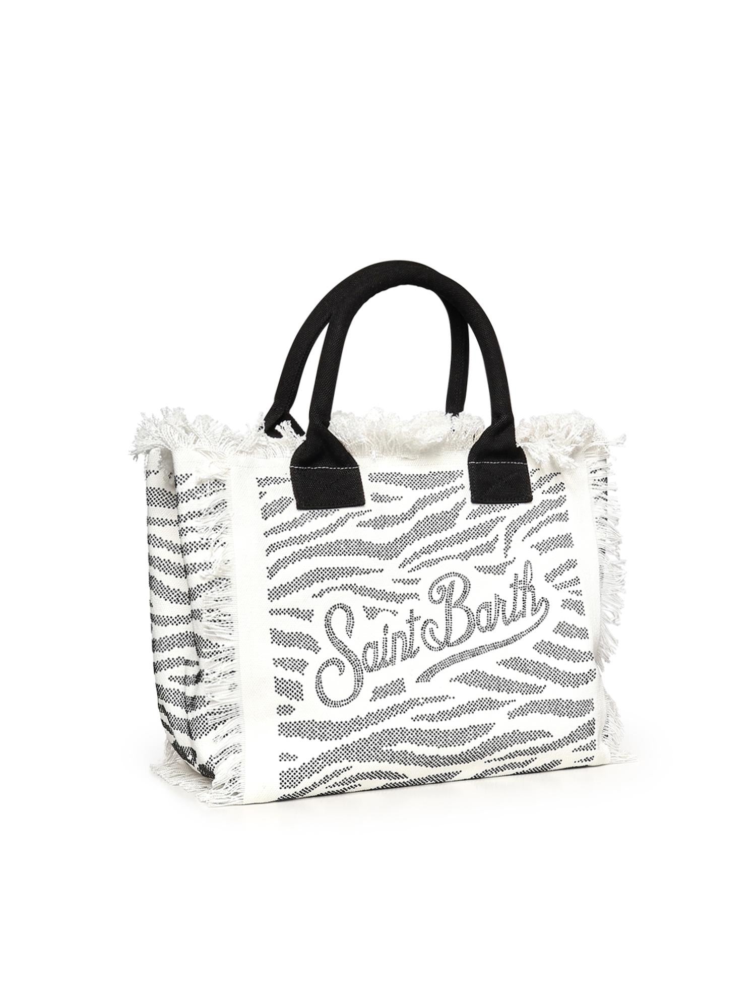 Borsa Vanity in canvas con stampa zebrata e strass VANI001 00271L MC2 SAINT BARTH 