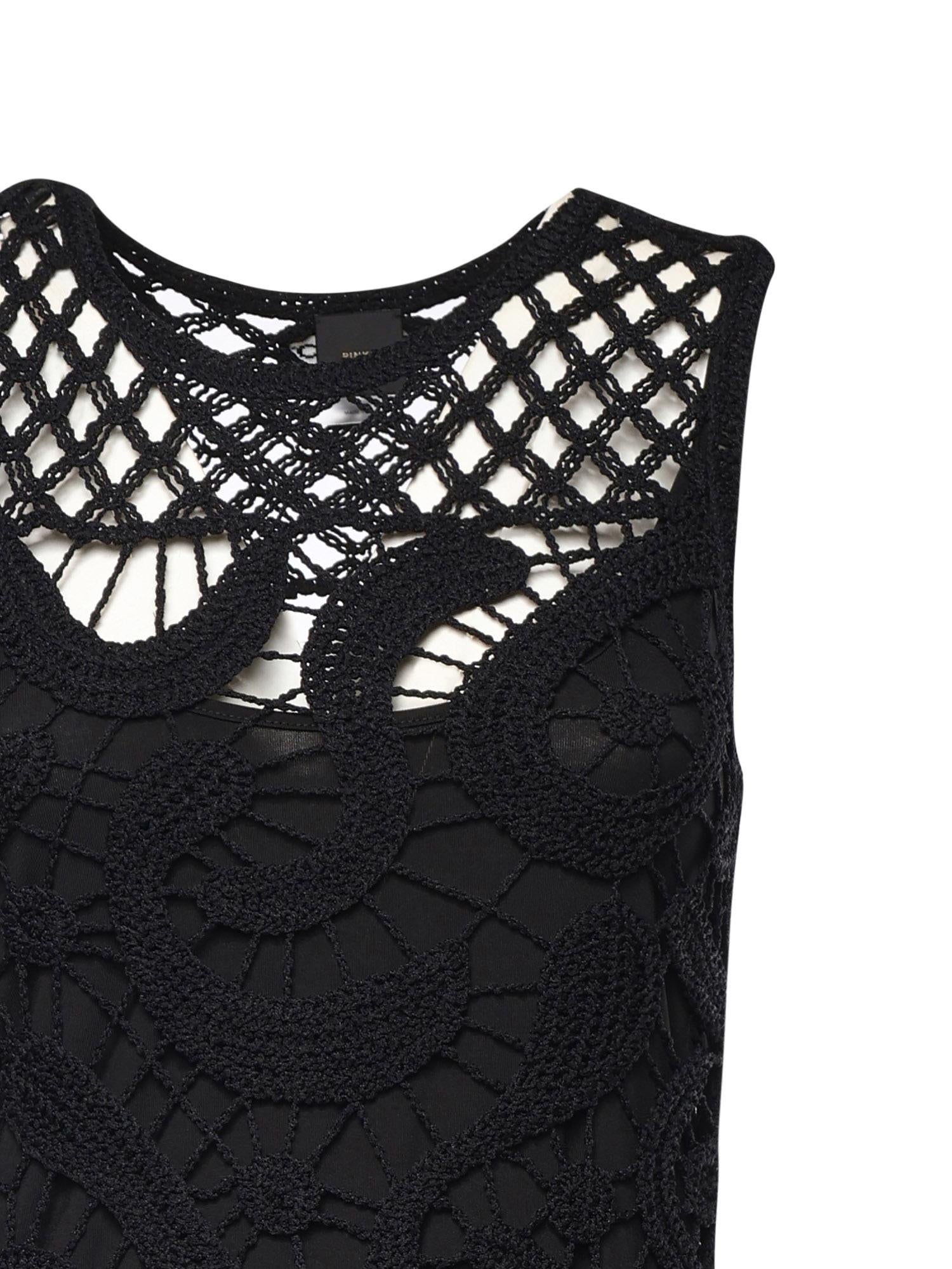 Abito midi senza maniche in crochet geometrico 106361 A354Z99 PINKO 