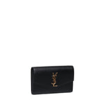 Portafoglio con catena Uptown in pelle goffrata grain de poudre 607788 1GF0J1000 SAINT LAURENT 