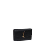 Portafoglio con catena Uptown in pelle goffrata grain de poudre 607788 1GF0J1000 SAINT LAURENT 