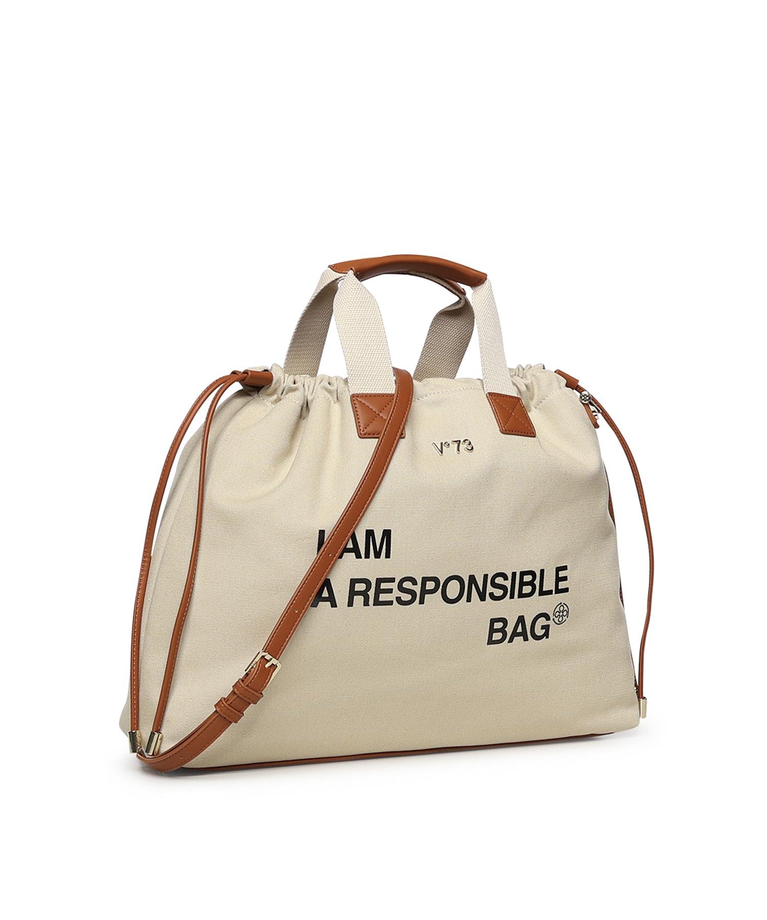 Borsa Responsability con logo 73BS9N005 RESPONSIBLEOFF WHITE/CUOIO V° 73 
