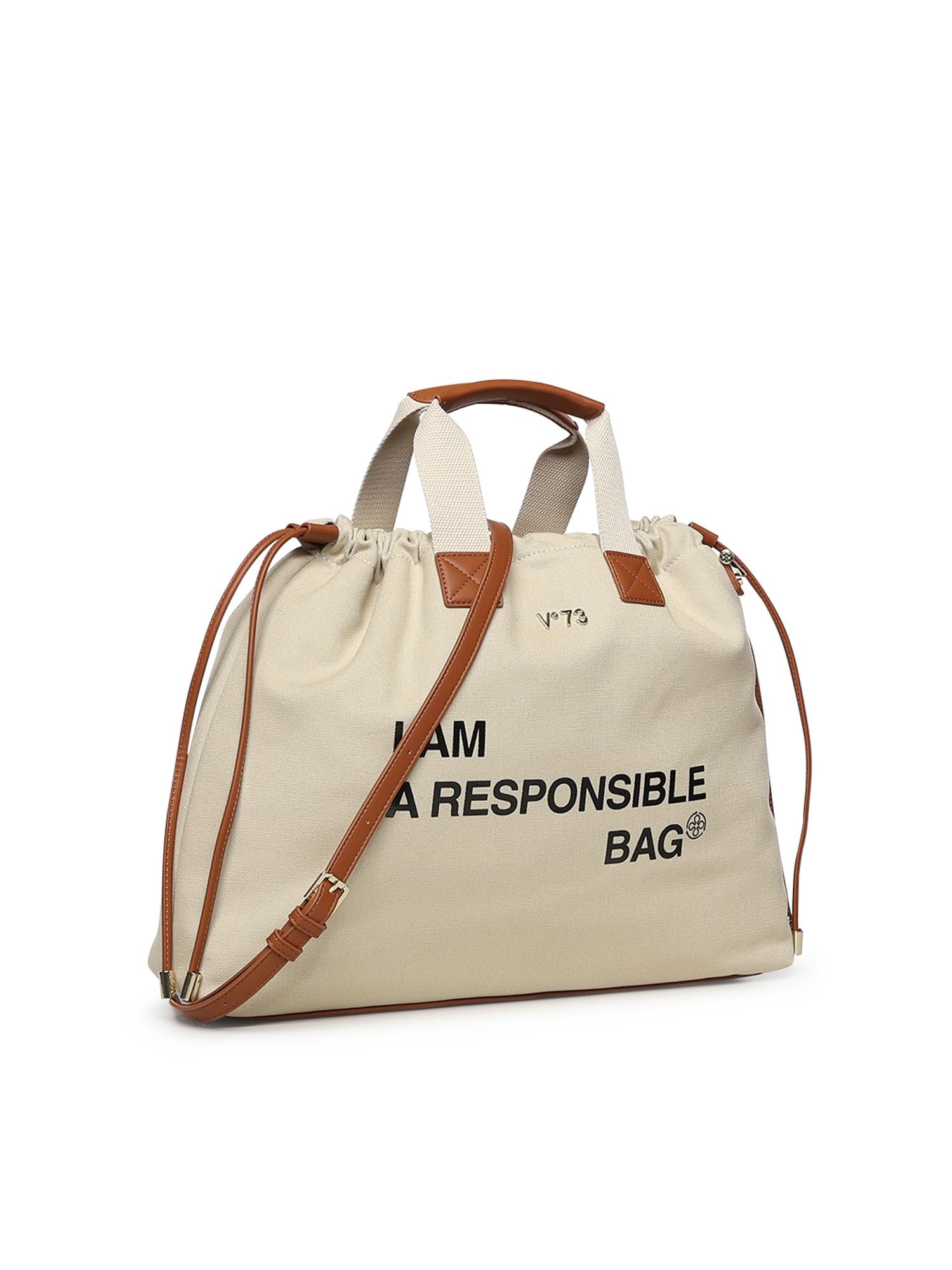 Borsa Responsability con logo 73BS9N005 RESPONSIBLEOFF WHITE/CUOIO V° 73 