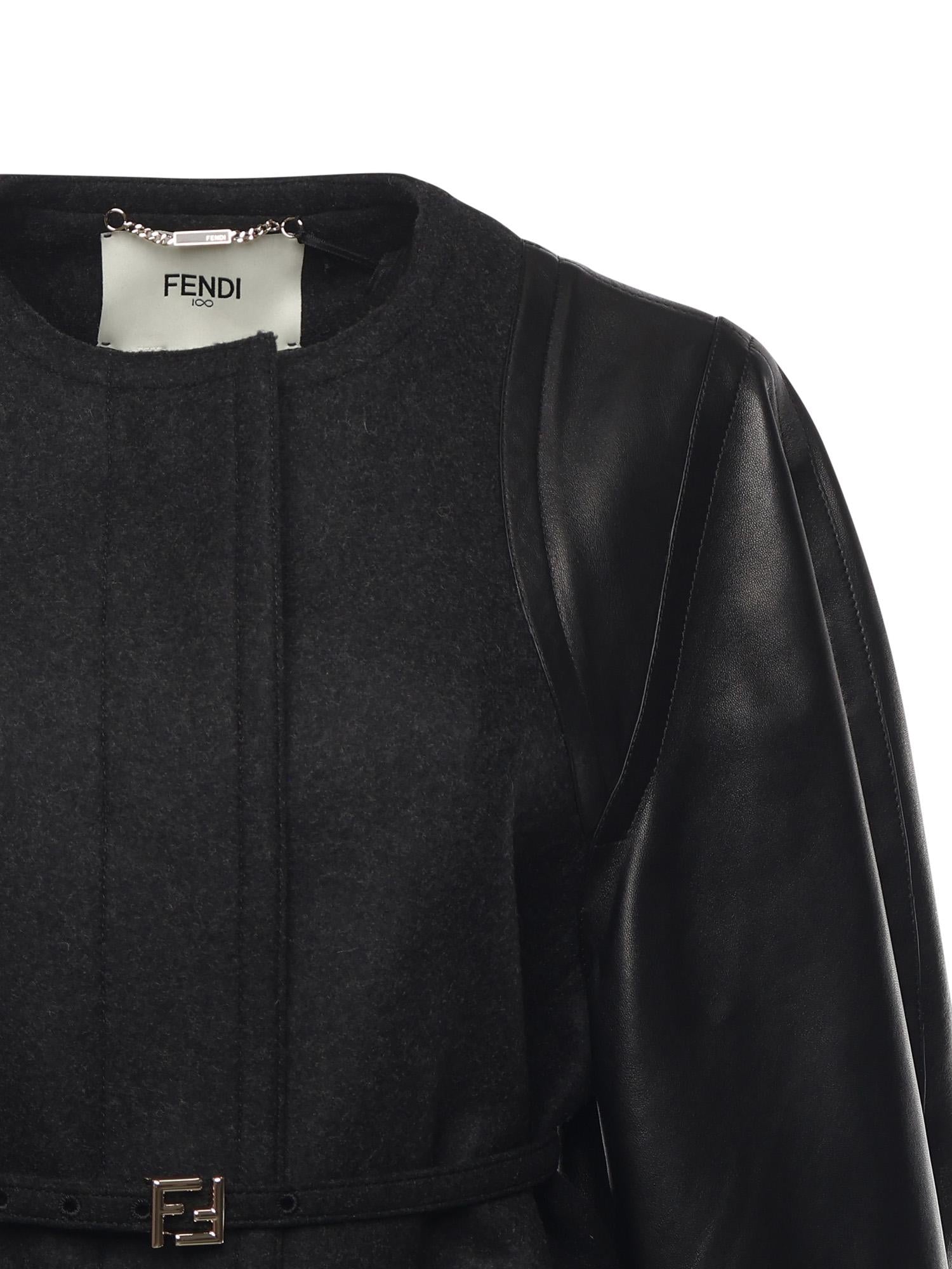 Giacca in lana e pelle<BR/><BR/> FJ7650 AJ0KF0TAZ FENDI 