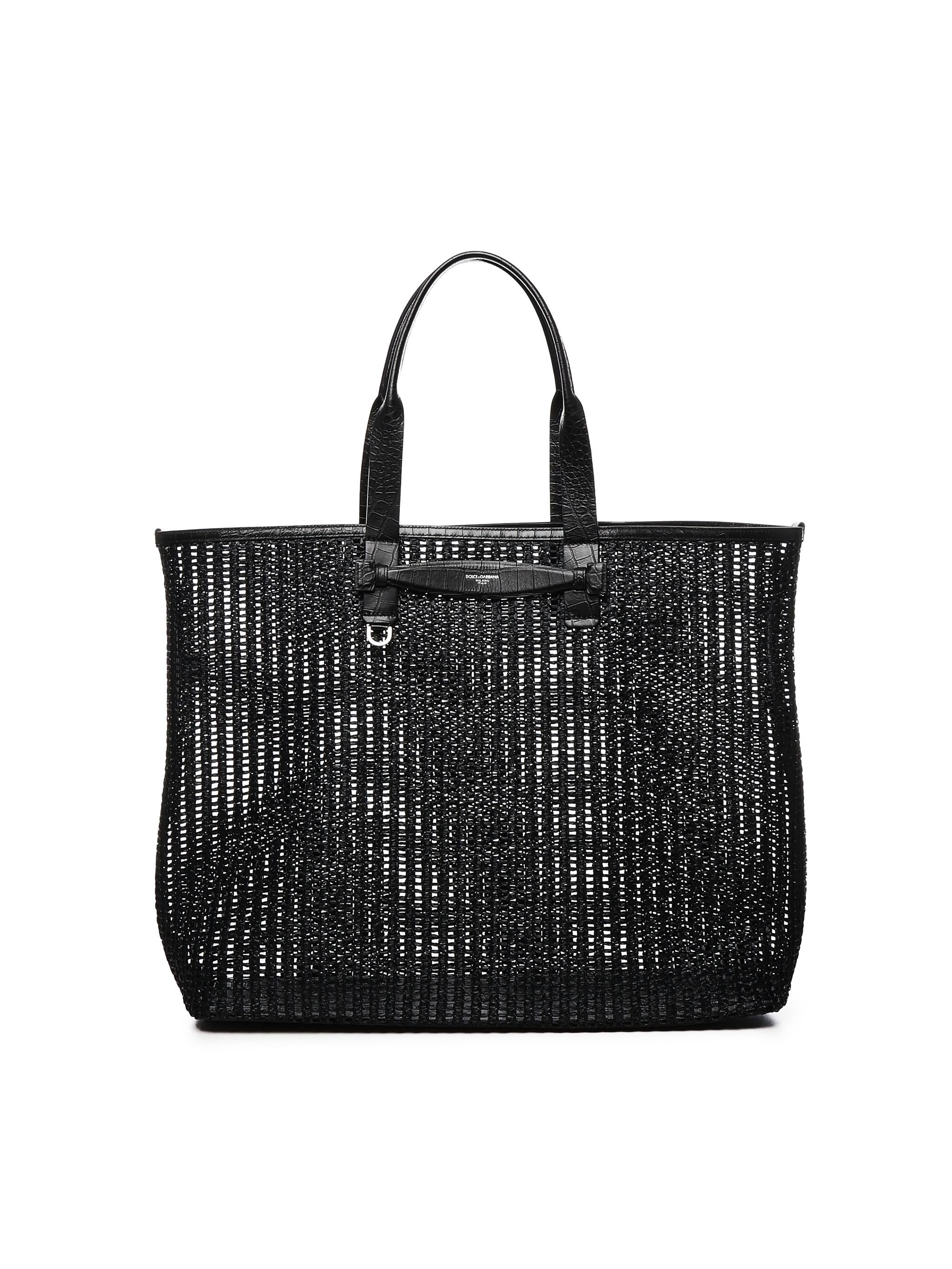 Borsa tote in rafia e pelle<BR/> BM2453 A9O948B956 DOLCE & GABBANA 