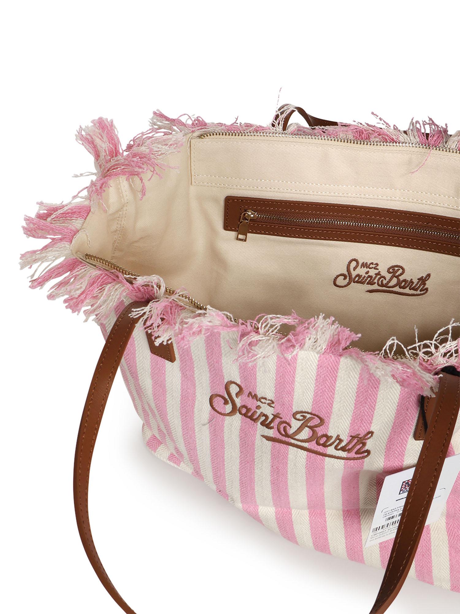 Borsa City in canvas a righe CBF0001 01764L MC2 SAINT BARTH 