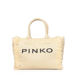 Borsa shopper media Beach in rafia con logo e nappine 106673 A39YHZ3Q PINKO 