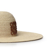 Cappello da sole in rafia e pelle di vitello K820SUHX04 2123 LOEWE 