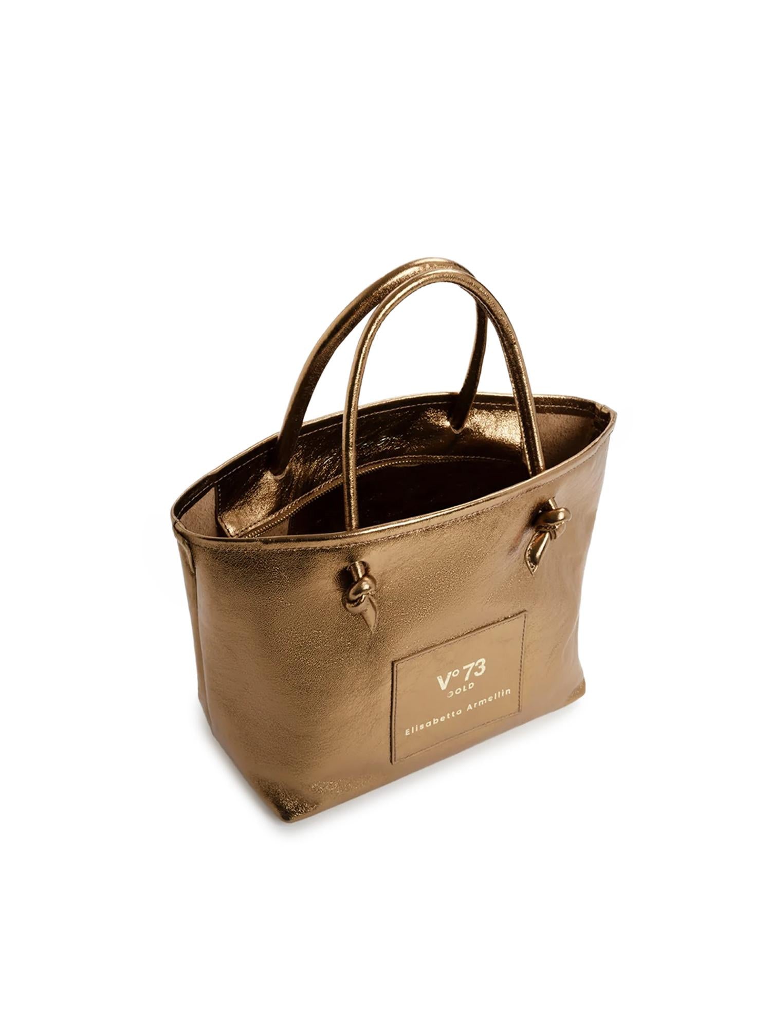 Borsa shopping in pelle con logo 73BP9VT01 LOLLI POPPOP BRONZE V° 73 