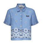Camicia in popeline fiammato con stampa MK1951 17XXF061M MIU MIU 