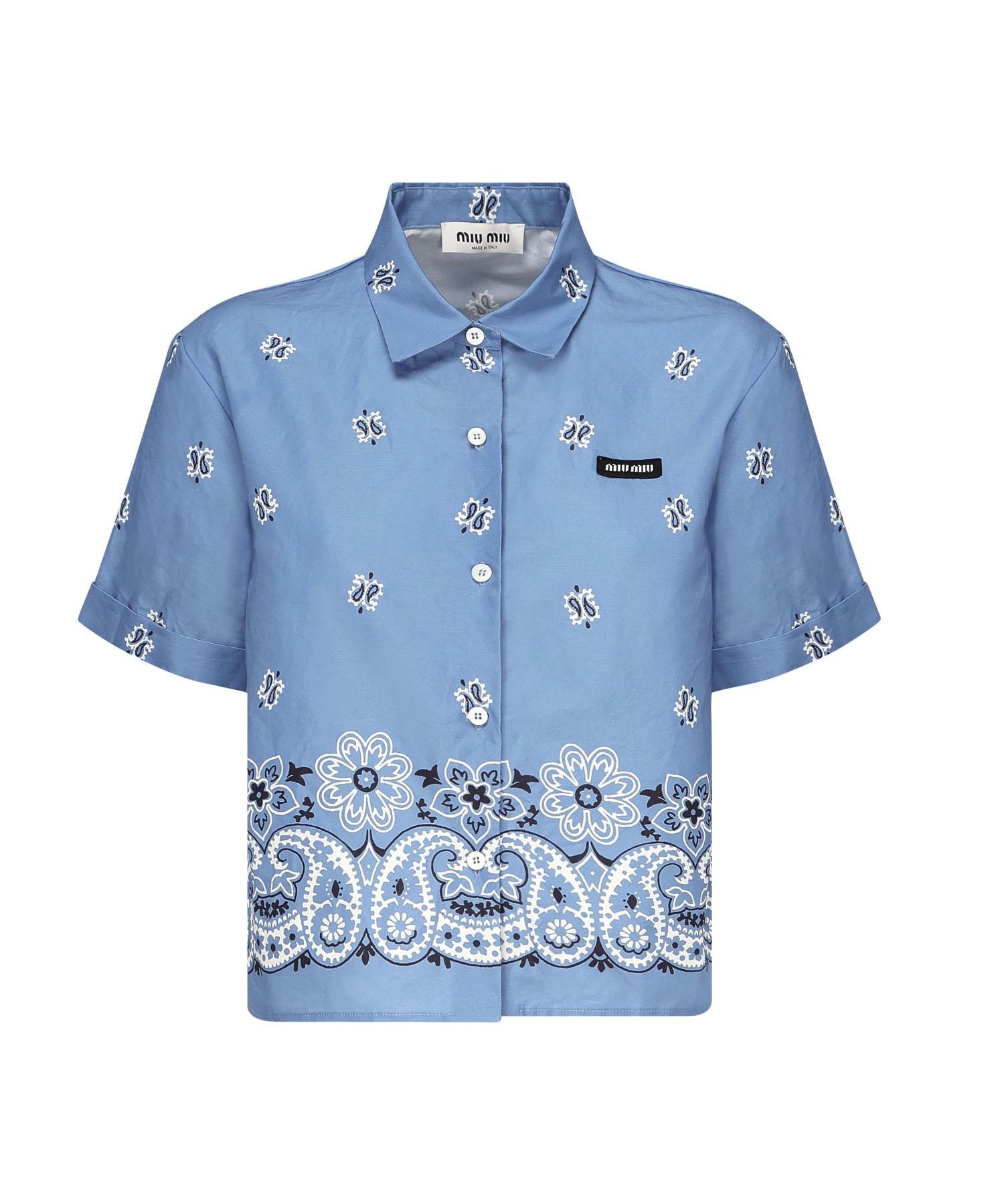 Camicia in popeline fiammato con stampa MK1951 17XXF061M MIU MIU 