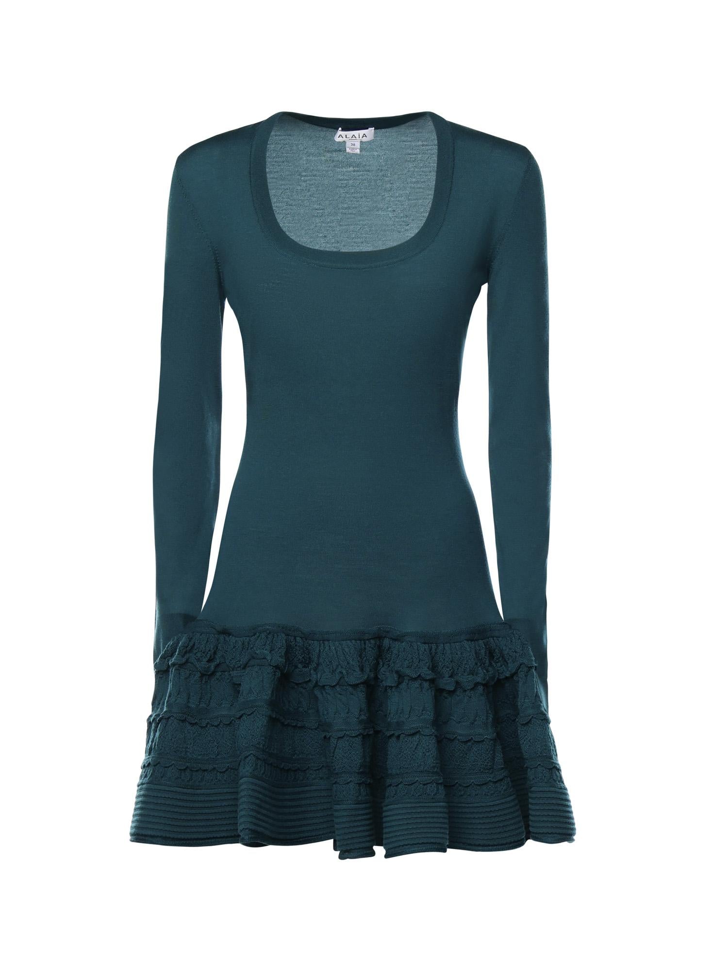 Abito Crinoline in lana con ruche AA9R2867K164C 673 ALAIA 