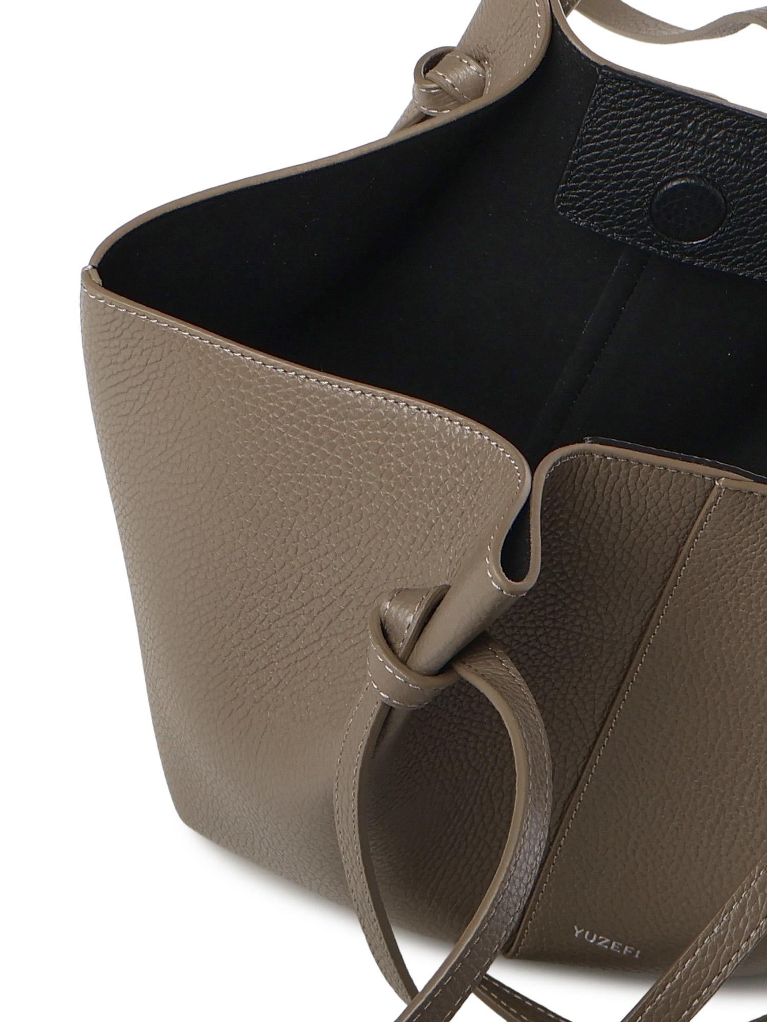 Borsa tote Mochi large in pelle MOCHI PEBBLE GRAIN LEATHER TAUPE YUZEFI 