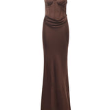 Abito lungo bustier in raso 115457 2910 ROTATE 