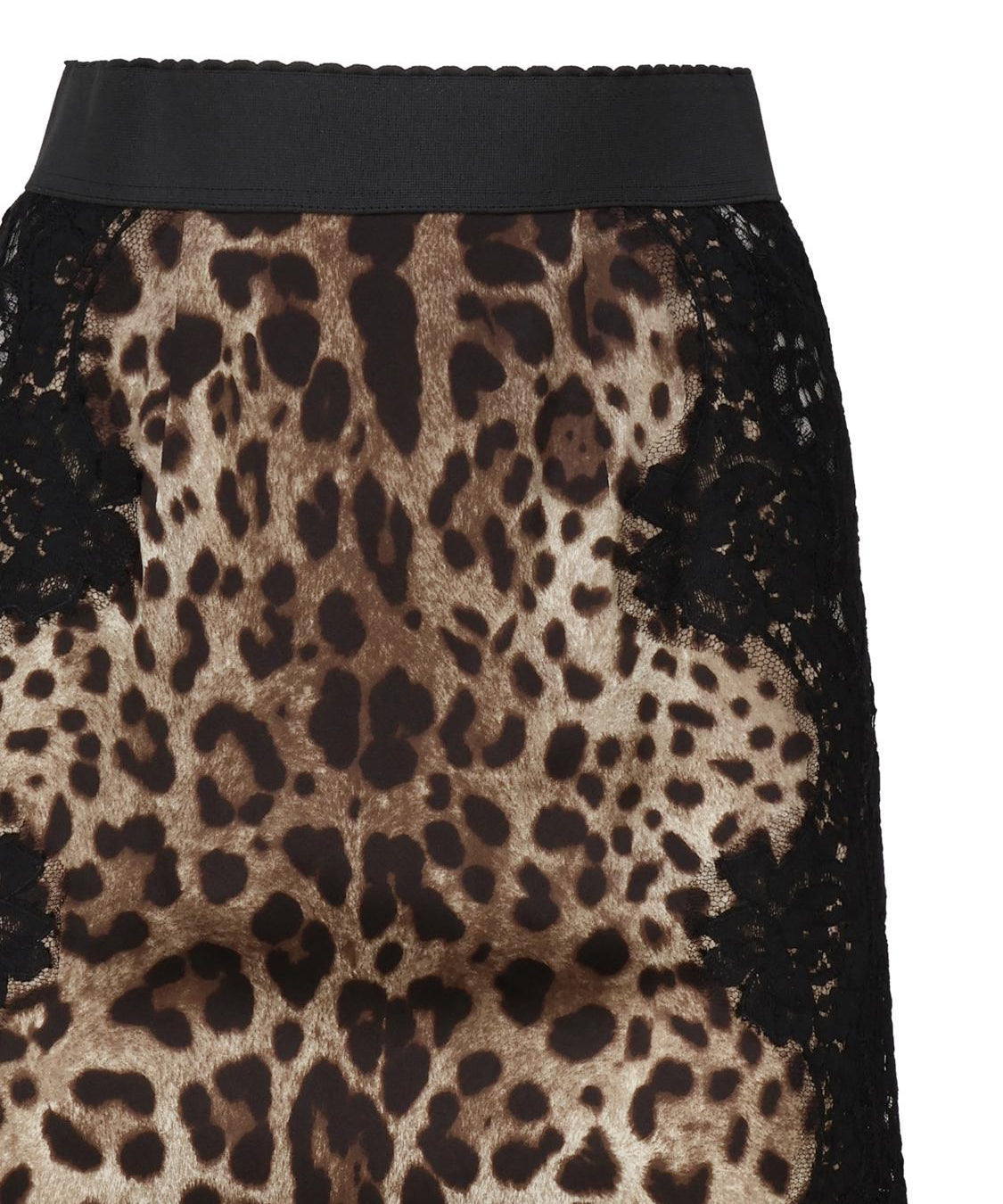Gonna midi in raso stampa leopardo con inserti in pizzo F4BHCT FSAXYHY13M DOLCE & GABBANA 
