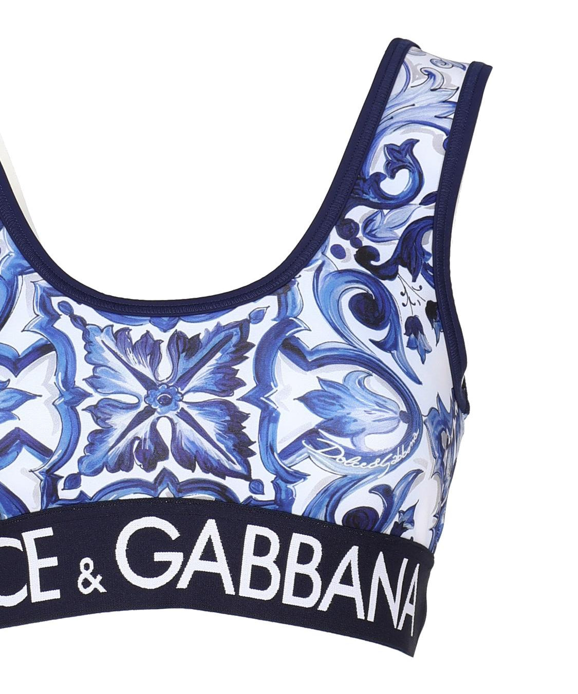 Top in jersey stampa maiolica con elastico logato F75H7T FPG7BHX3TN DOLCE & GABBANA 