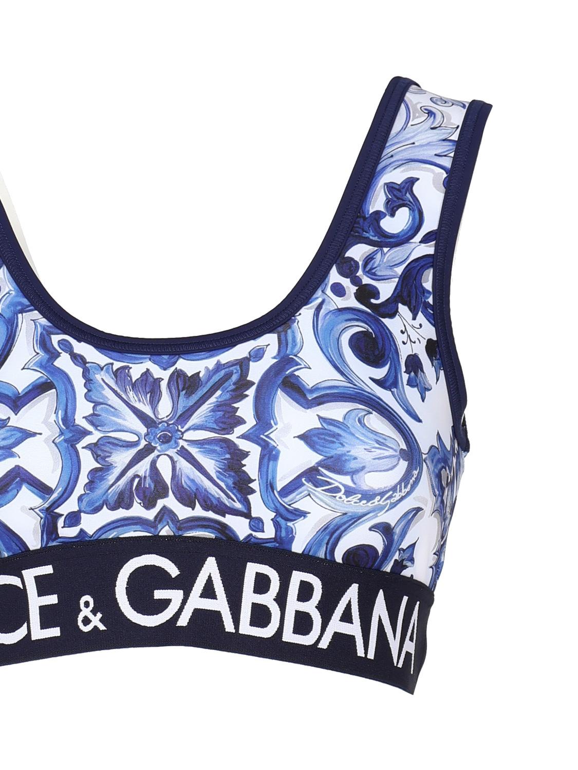 Top in jersey stampa maiolica con elastico logato F75H7T FPG7BHX3TN DOLCE & GABBANA 