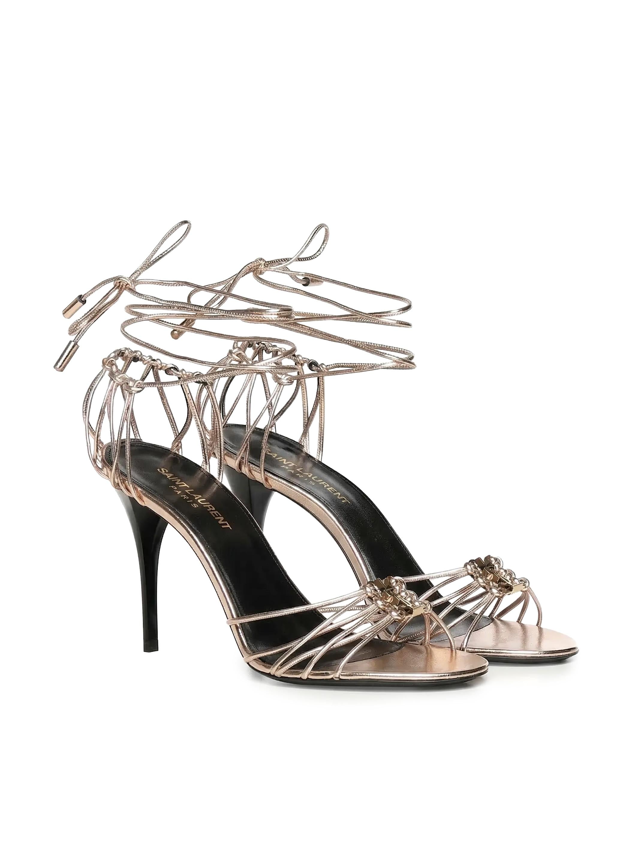 Sandali Babylone in pelle metallizzata 785706 0NL005912 SAINT LAURENT 