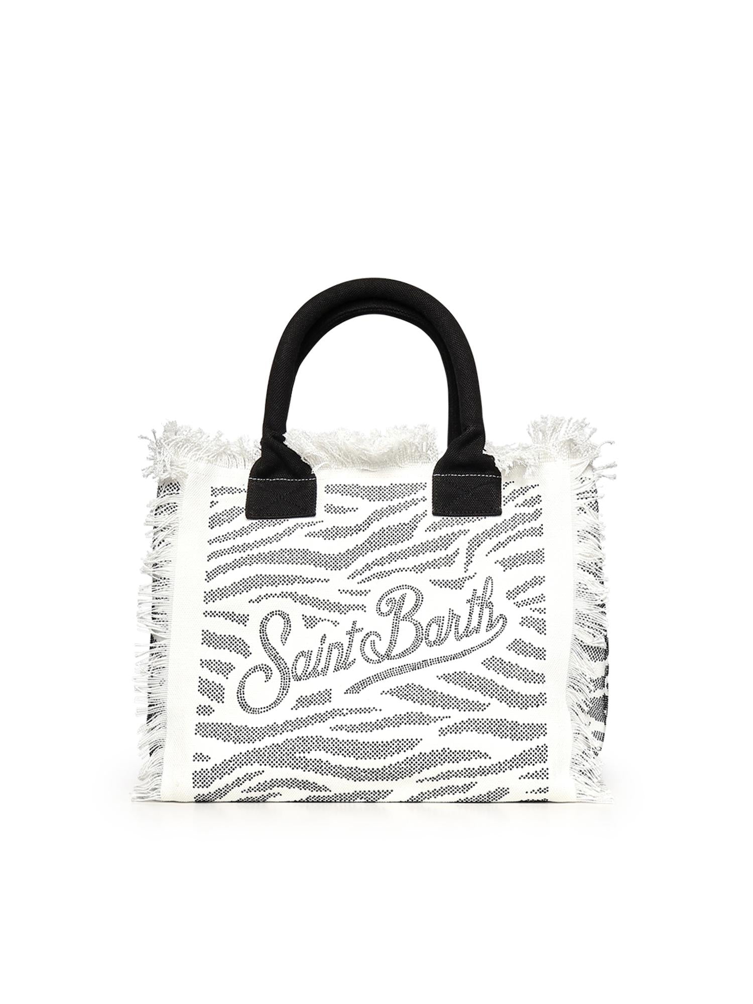 Borsa Vanity in canvas con stampa zebrata e strass VANI001 00271L MC2 SAINT BARTH 