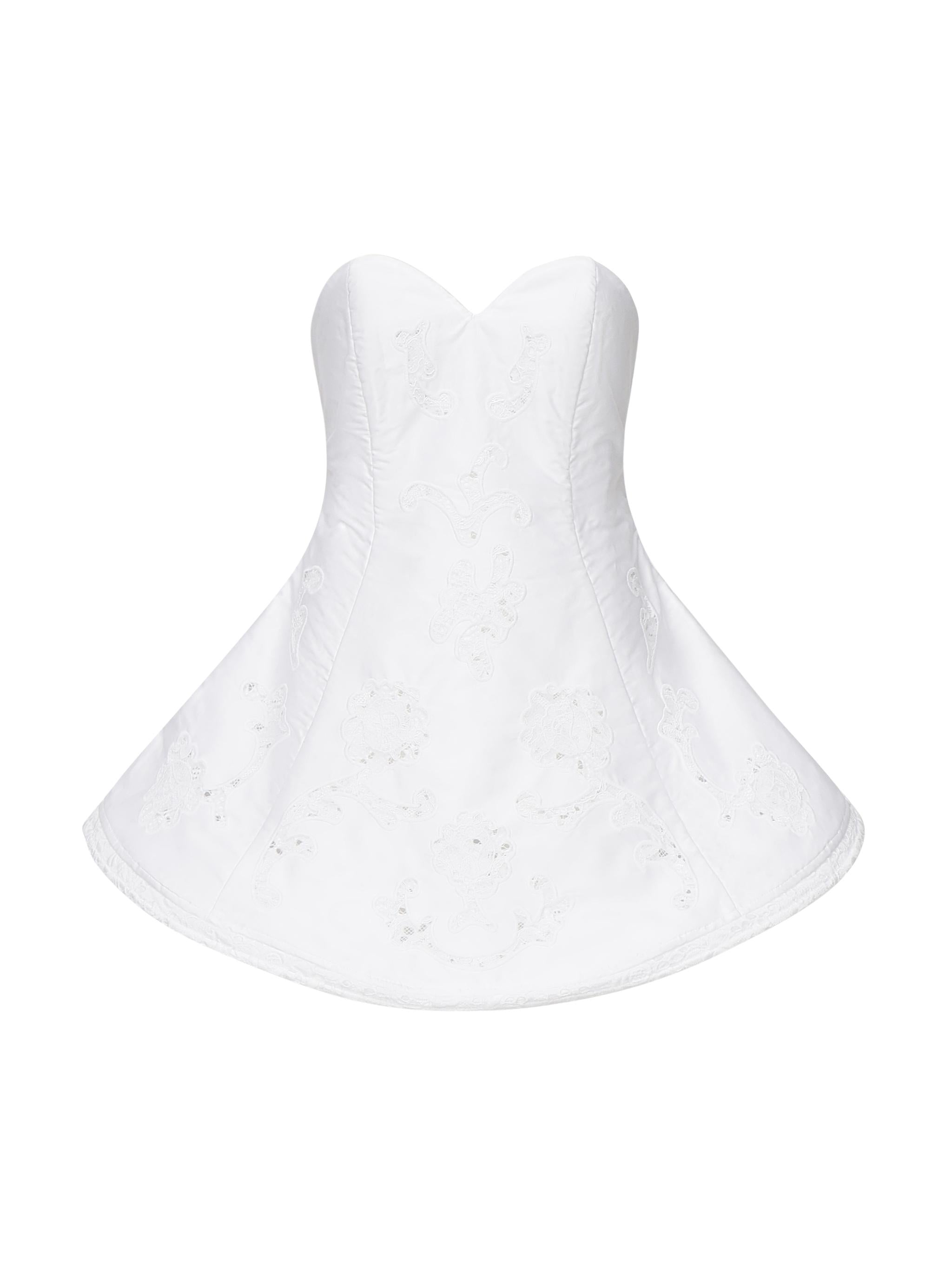 Mini abito babydoll senza spalline in popeline di pizzo bianco 16952500000031 WHITE MAGDA BUTRYM 