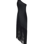 Abito in satin con frange 106352 A33DZ99 PINKO 