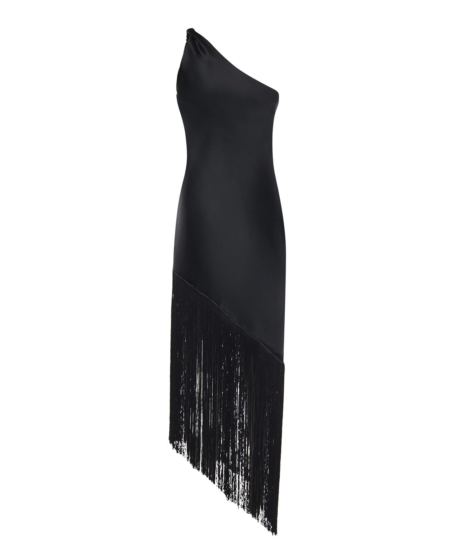 Abito in satin con frange 106352 A33DZ99 PINKO 
