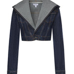 Giacca corta con cappuccio in denim AA9V0306D014C A24 ALAIA 