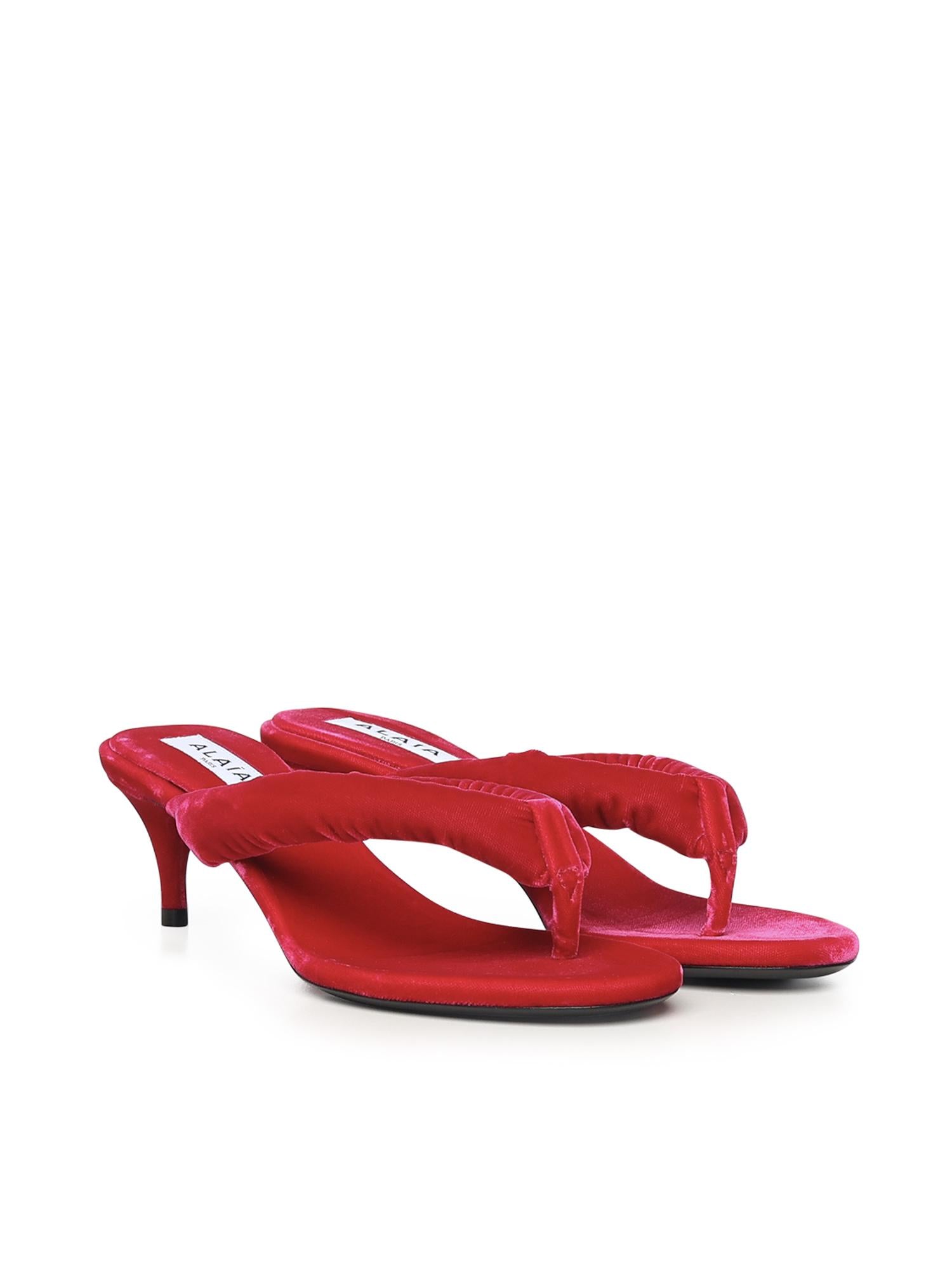 Mule infradito con tacco in velluto AA3S2003A014 426 ALAIA 